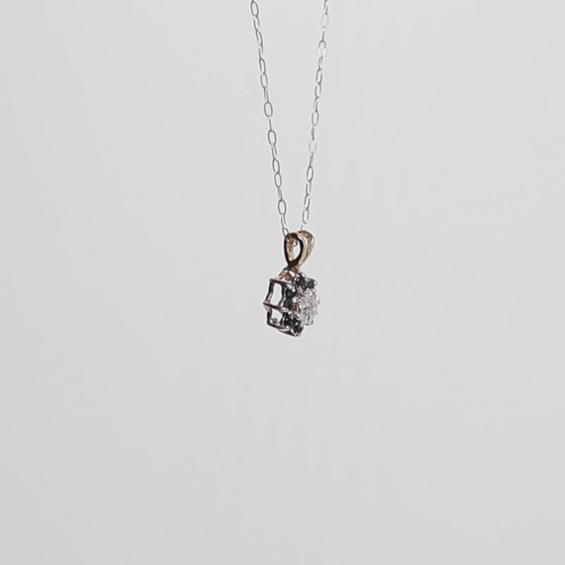 9Ct Gold Floral Sapphire And Diamond Pendant