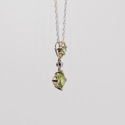 9Ct Gold Peridot & Diamond Pendant