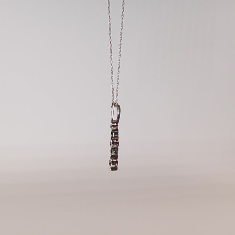 9Ct Gold Diamond &amp; Ruby Bar necklace