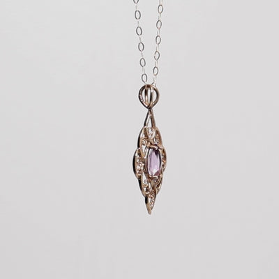 9Ct Gold Open Work Amethyst Pendant