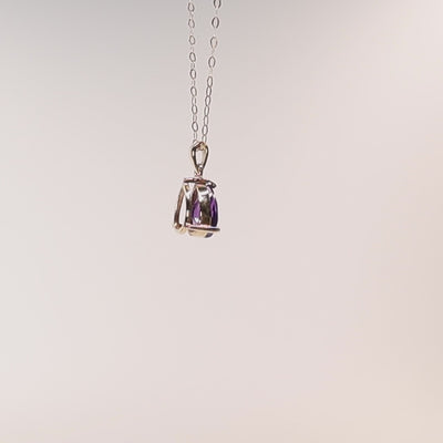 9Ct Gold Claw Set Pear Cut Amethyst Pendant