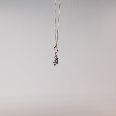 9Ct Gold Ruby & Diamond Halo necklace
