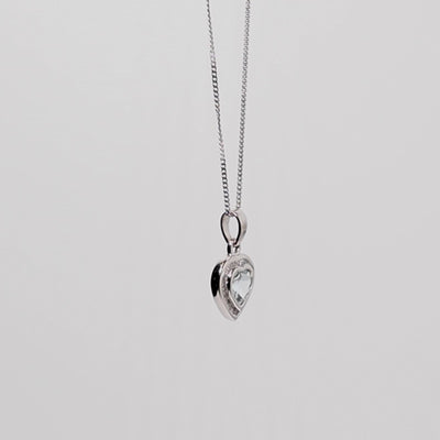 9Ct Gold Aquamarine &amp; Diamond Heart Pendant