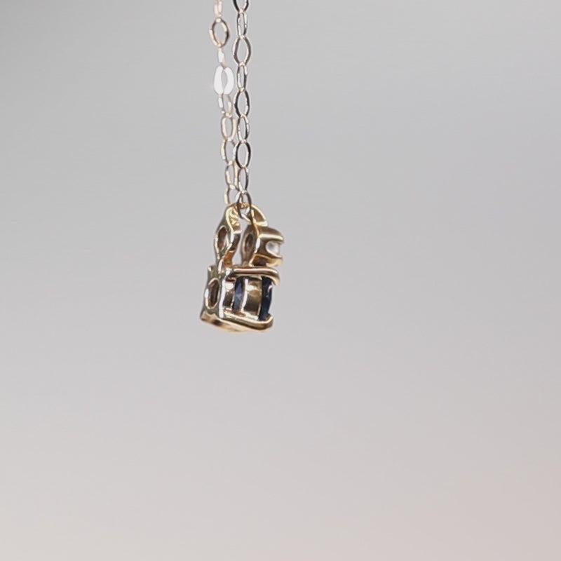 9Ct Gold Sapphire &amp; Diamond Pendant