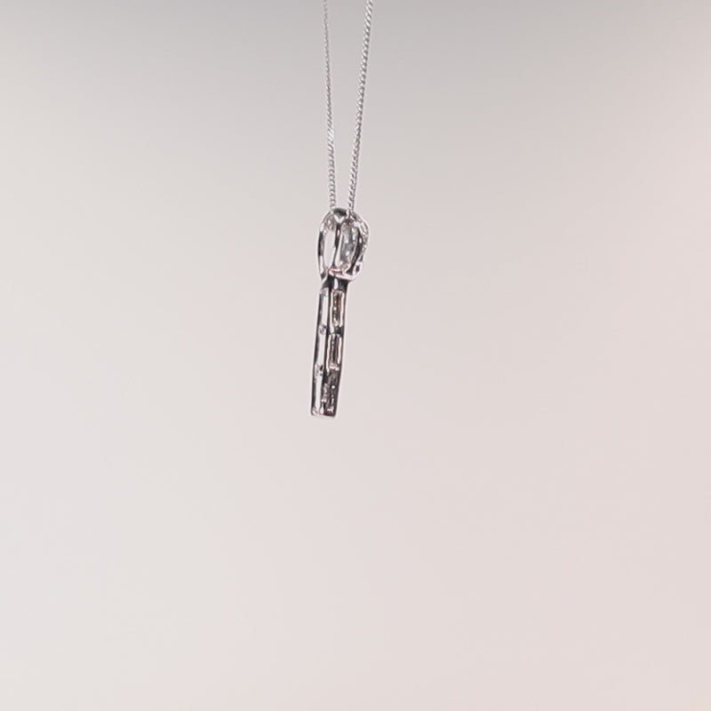 9Ct White Gold Channel Set Tanzanite &amp; Diamond Bar necklace