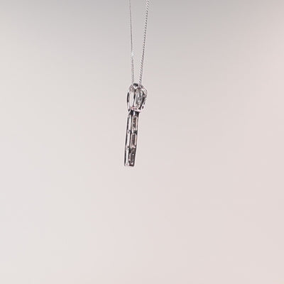 9Ct White Gold Channel Set Tanzanite & Diamond Bar necklace