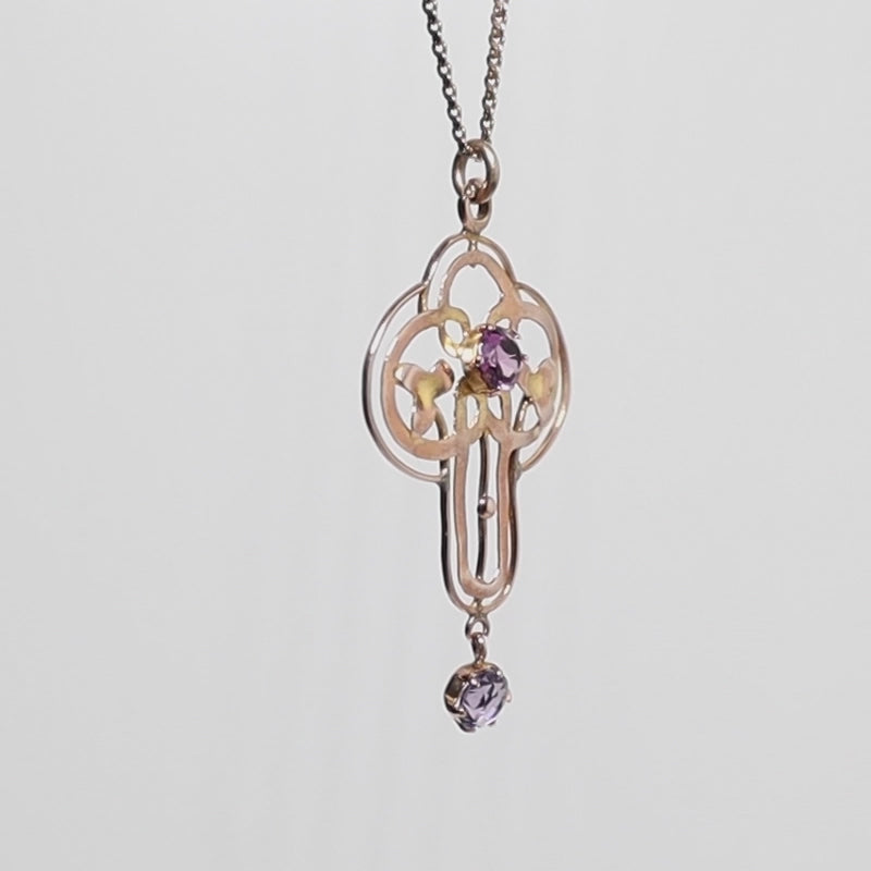 9ct Amethyst Set Open Work Pendant