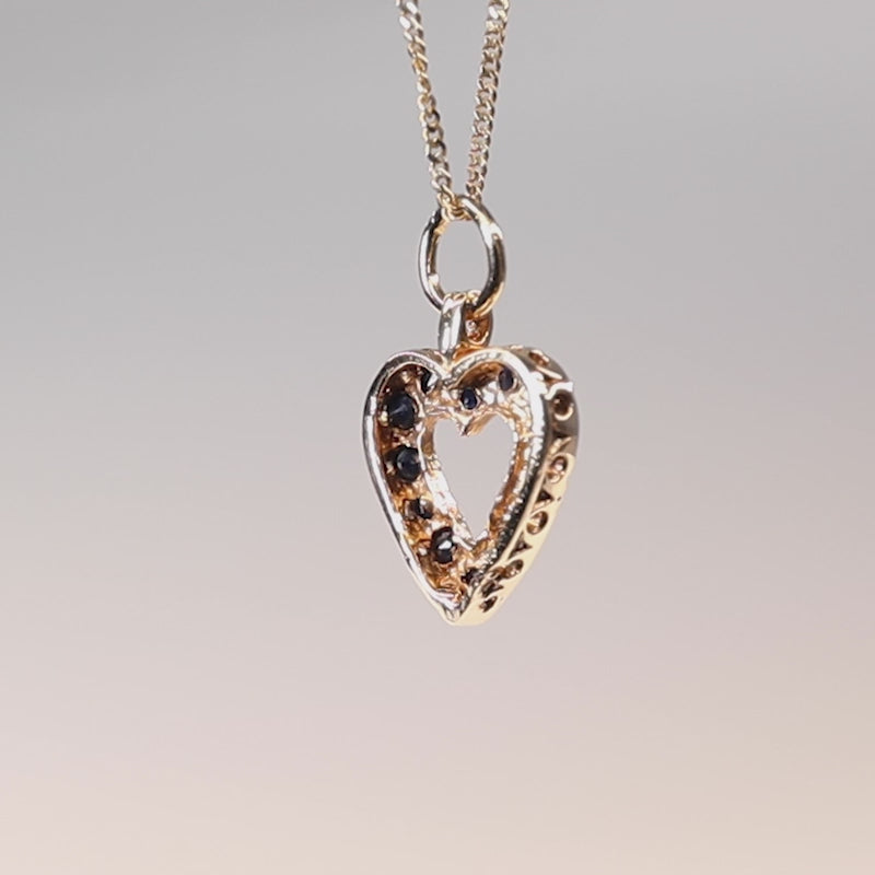 9Ct Gold Sapphire Heart Pendant
