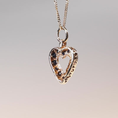 9Ct Gold Sapphire Heart Pendant
