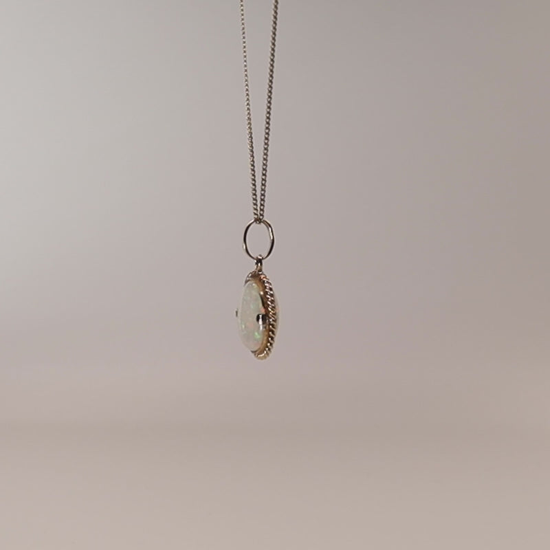 9ct Gold Full Cabachon Pale Opal Pendant