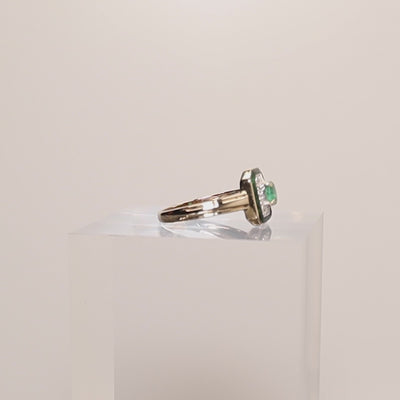 14Ct Gold Diamond & Emerald Dress Ring With Enamel Frame — product video