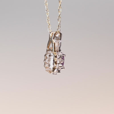 9Ct White And Yellow Gold Diamond And Amethyst Pendant