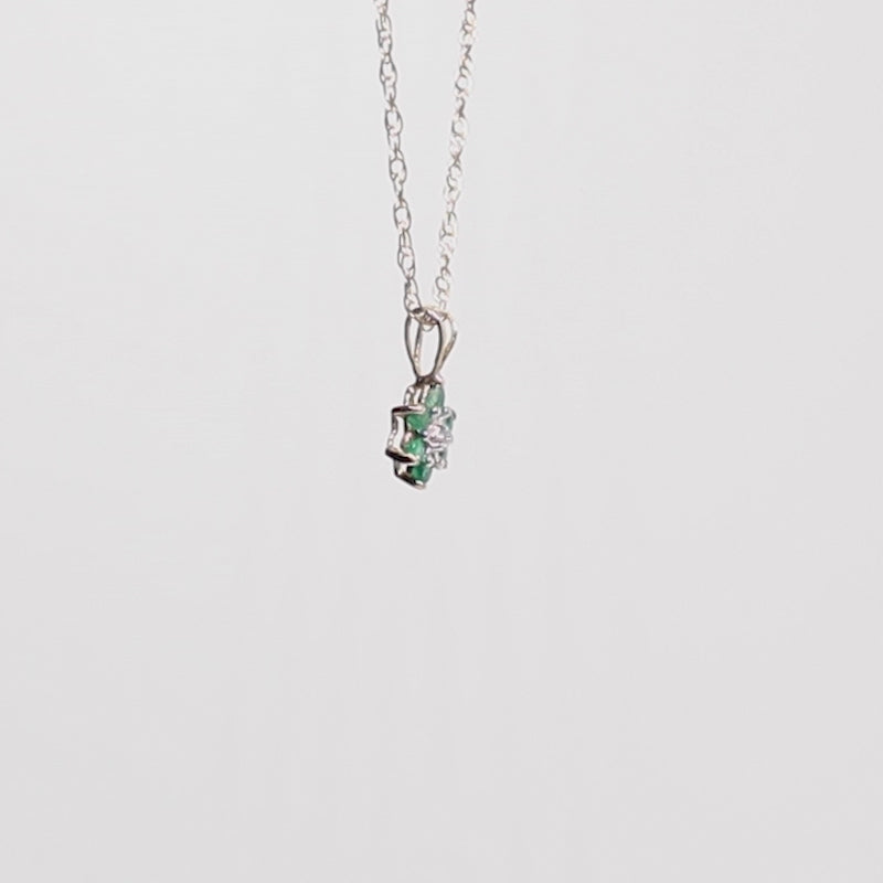 9Ct Gold Diamond And Emerald Pendant
