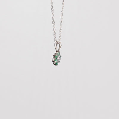 9Ct Gold Diamond And Emerald Pendant
