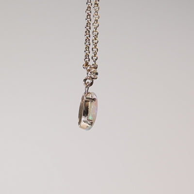 9Ct Gold Pale Opal & Diamond necklace