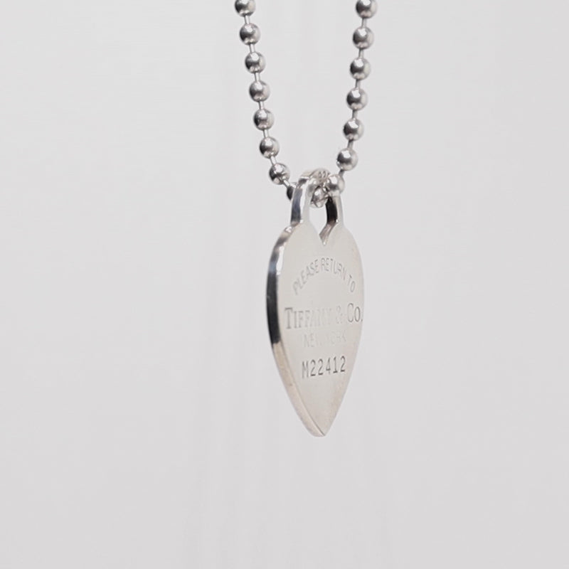 Tiffany Silver Heart Ball Link Chain