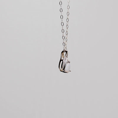 9Ct Gold Pear Cut Opal Diamond Pendant