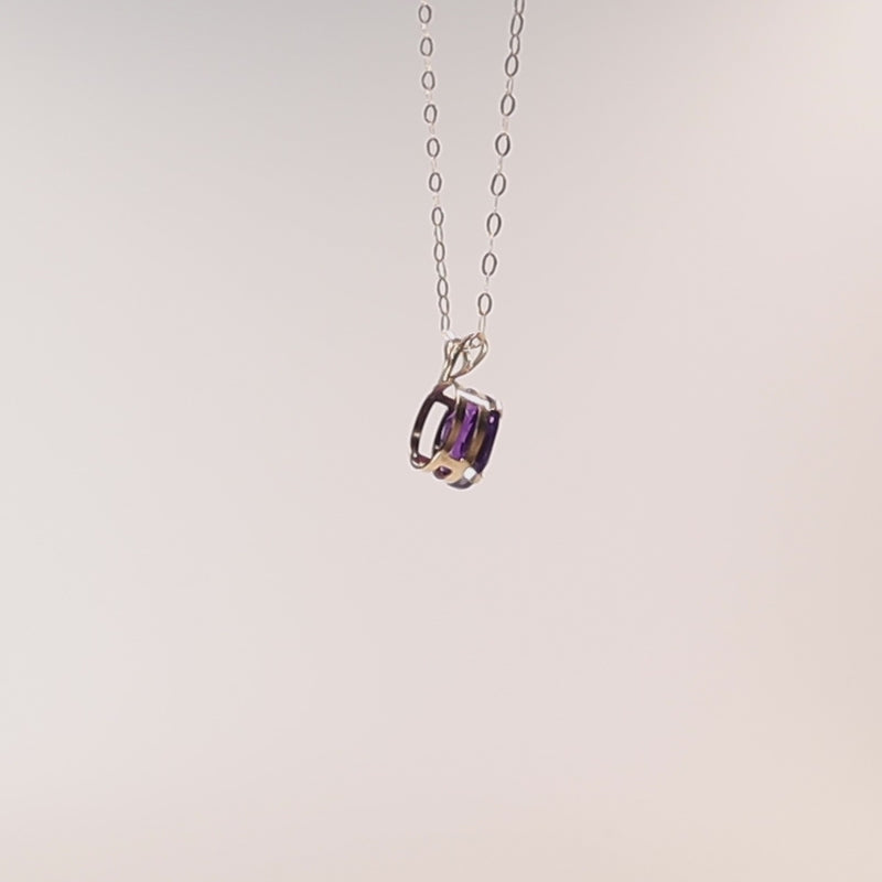 9Ct Gold Claw Set Amethyst Pendant