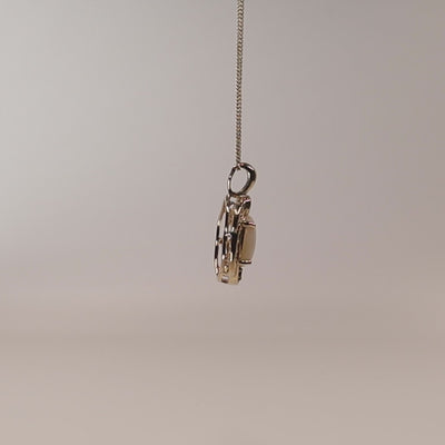 9Ct Gold Ornate Pale Opal & Garnet necklace