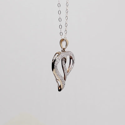 9Ct Gold Large Diamond Heart Pendant