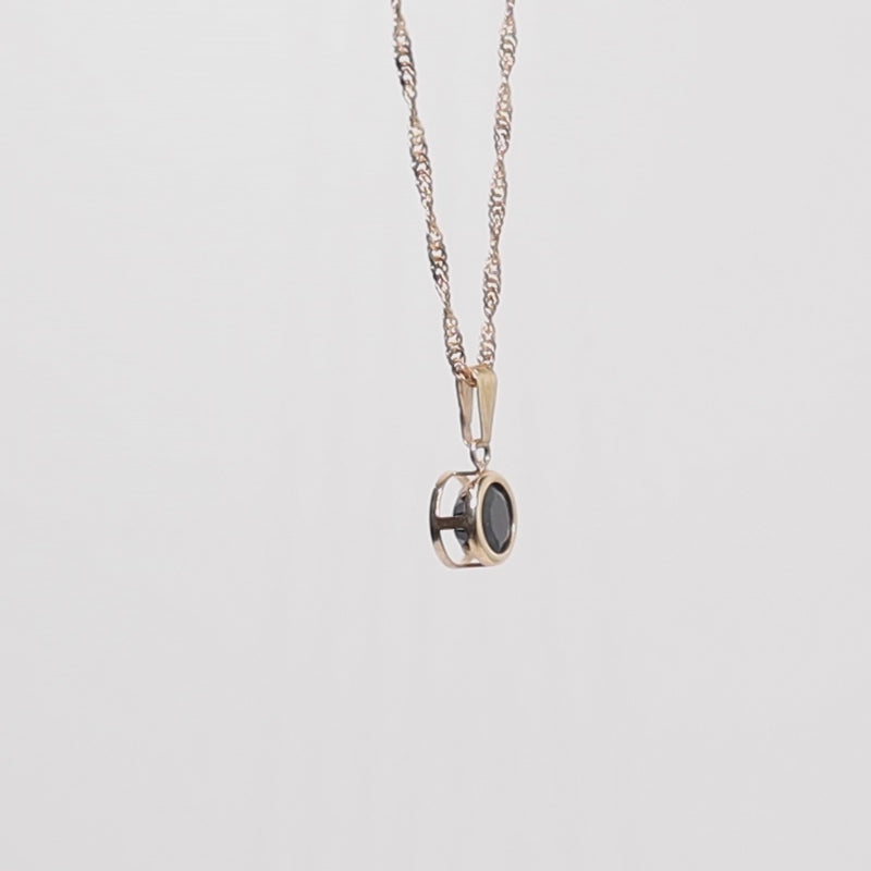 9Ct Gold Rub Set Sapphire Pendant