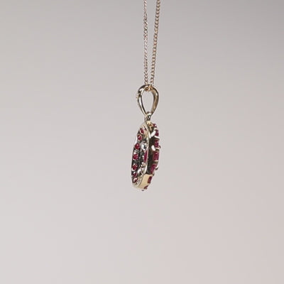 9Ct Gold Ruby, Diamond & Ruby Double Halo necklace