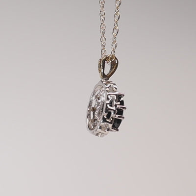 9ct gold sapphire & diamond Halo necklace