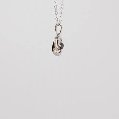 9Ct Gold Sapphire and White Gold Spiral Pendant