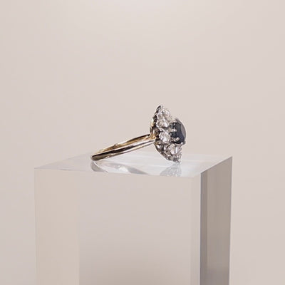 18Ct Gold & Platinum Sapphire & Diamond Flowerhead Cluster Ring — product video