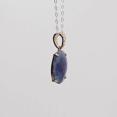 9Ct Gold Large Sapphire Pendant