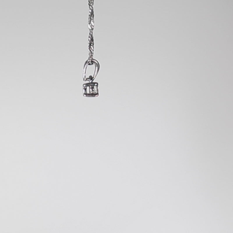 9Ct White Gold Pendant Set With Diamond Solitaire On 10ct Chain