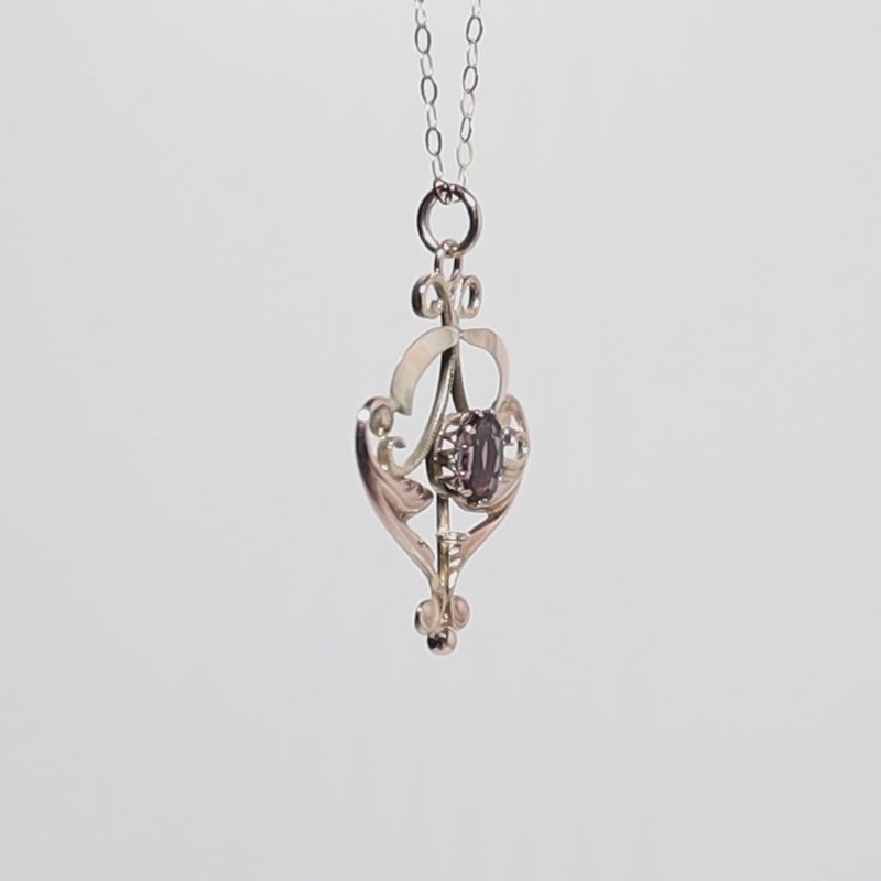 9Ct Amethyst Open Work Pendant in 9ct Gold