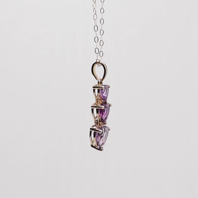 9ct Gold Amethyst Heart Drop Pendant Immaculate