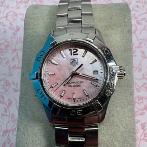 Tag Aquaracer ladies with pink mother of pearl dial, front view