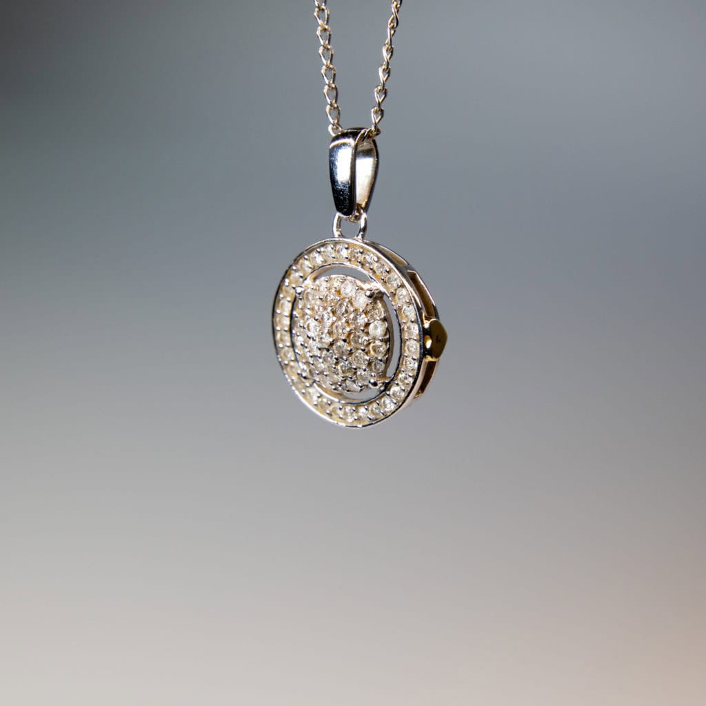 9Ct White Gold Diamond Pendant Necklace