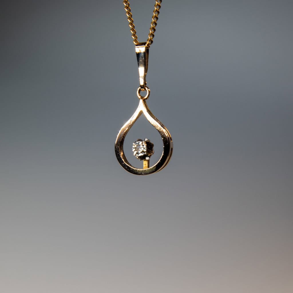 9Ct Gold Diamond Pendant Necklace