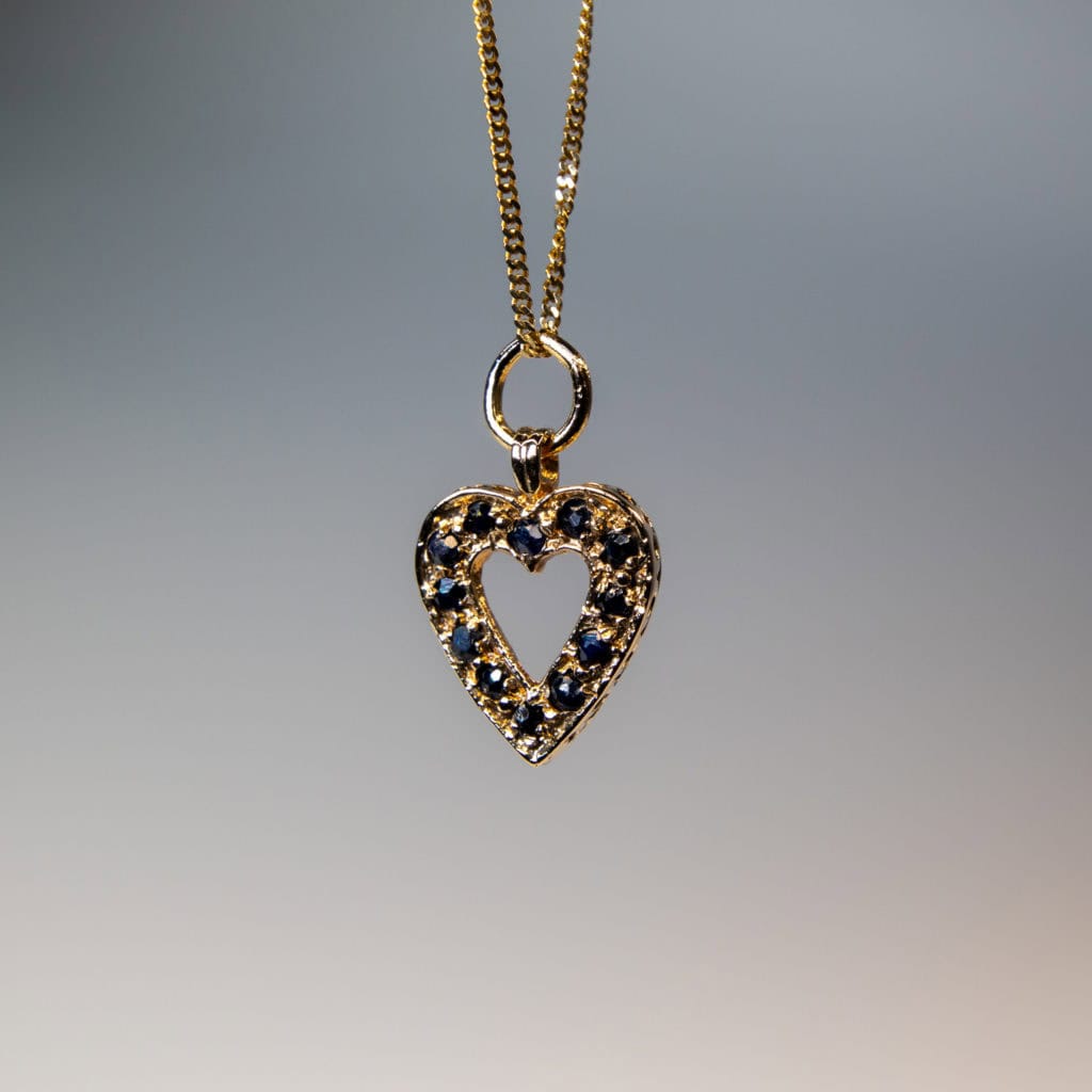 9Ct Gold Sapphire Heart Pendant