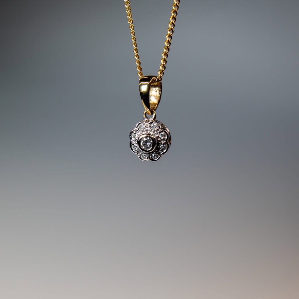9Ct Gold Diamond Pendant Necklace