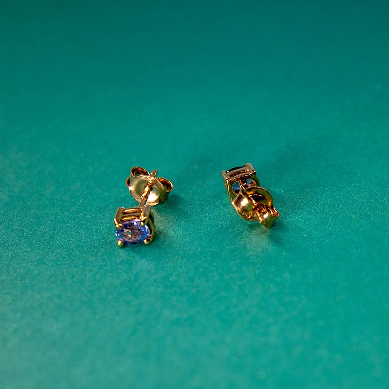 9Ct Gold Paired Stud Earrings Sapphire