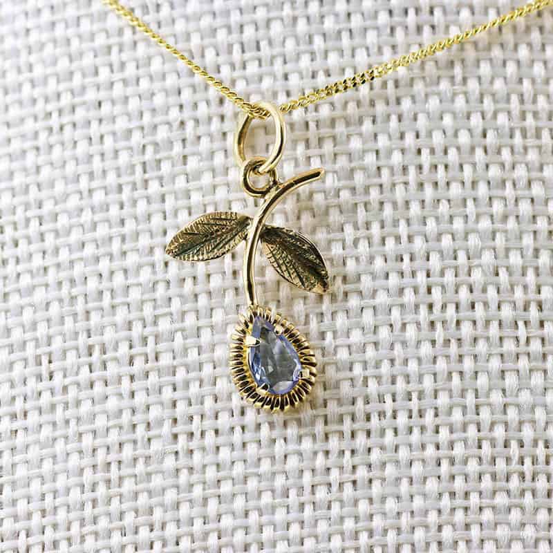 9ct Gold Floral Sapphire Pendant London Hallmark